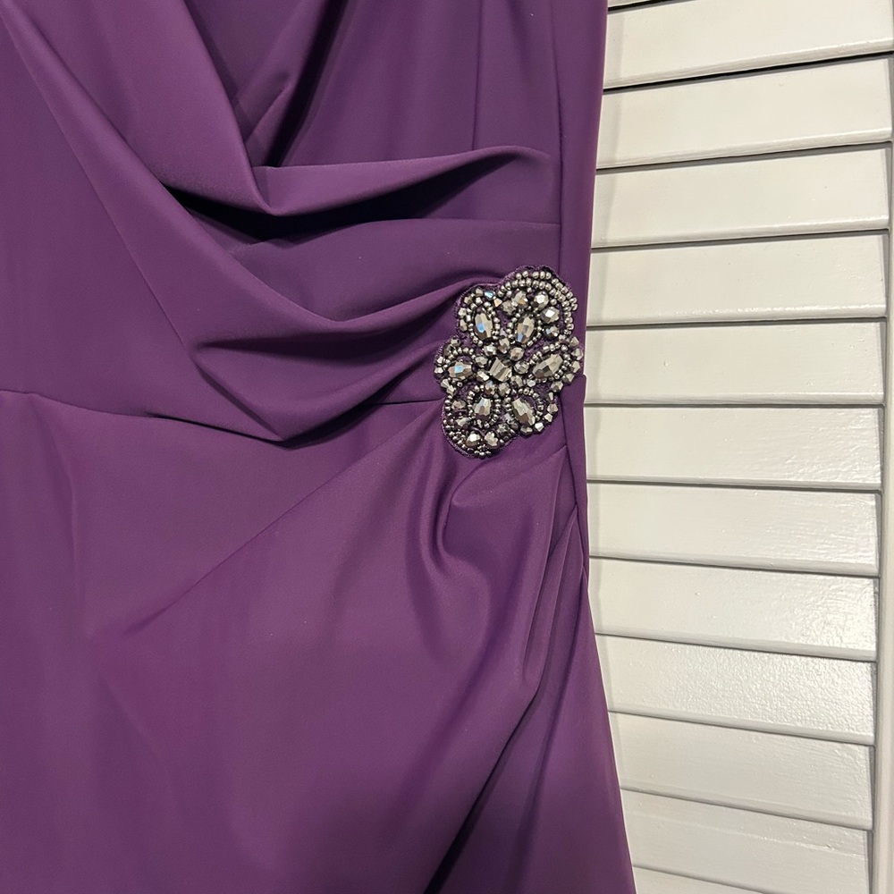 Alex Evenings Dress Rich Purple Faux Wrap, Ruched Size 10 - Picture 6 of 13